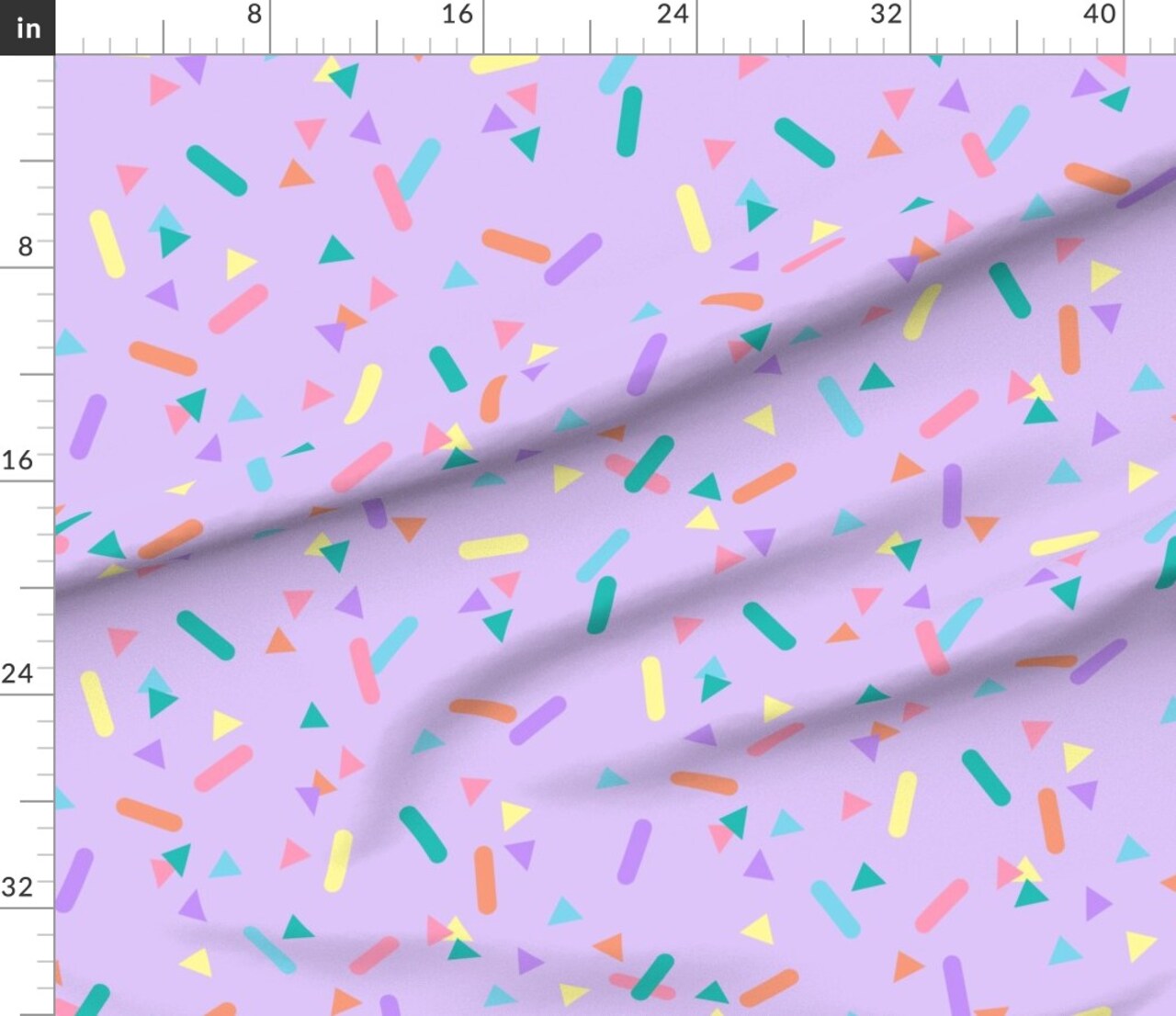 Lavender Sprinkles Purple Party 80S Colorful Pastel Shapes Kids Triangles Custom Printed Fabric by Spoonflower Various Fabrics by the Yard or Fat Quarter